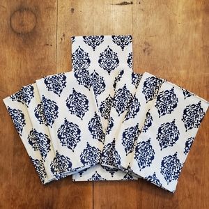 Blue & White Block Print Napkins & Kitchen Towel Set